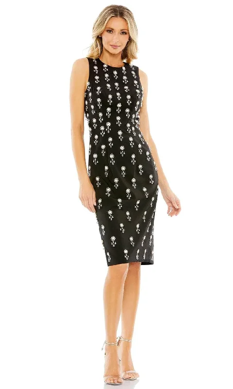 Weekend Only Steals Mac Duggal 48801 - Floral Pattern Beaded Midi Dress