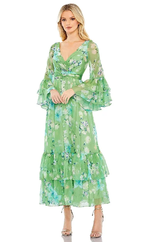 Weekend Hot Prices Mac Duggal 68257 - Tea Length Flounce Floral Dress