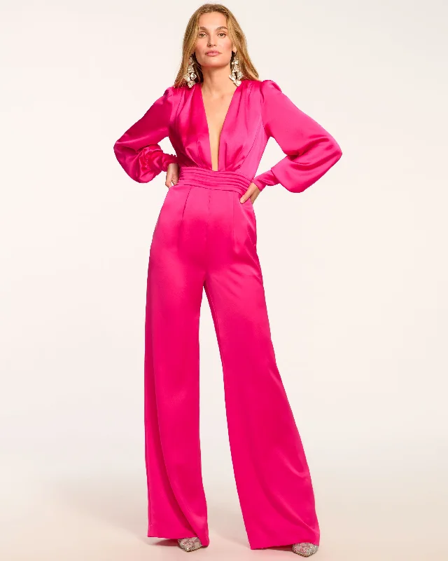 Weekend Super Savings Madelane Plunging Long Sleeve Jumpsuit