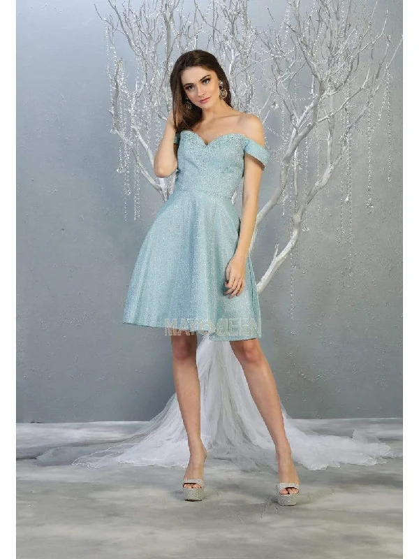 Massive Savings Event May Queen - MQ1788 Embroidered Off-Shoulder A-line Dress