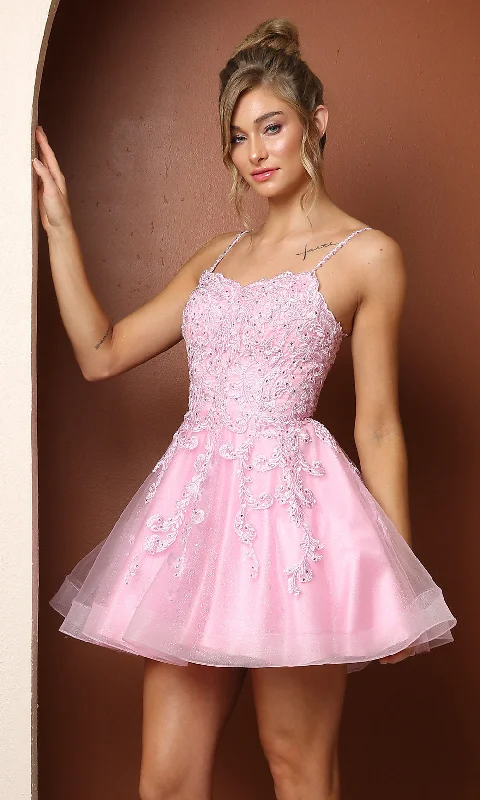 Weekend Clearance Frenzy Short Lace-Embroidered Baby Doll Homecoming Dress