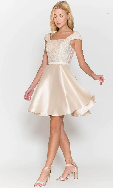 Weekend Sale Marathon Poly USA 8732 - Off-shoulder Square Neck Short Dress