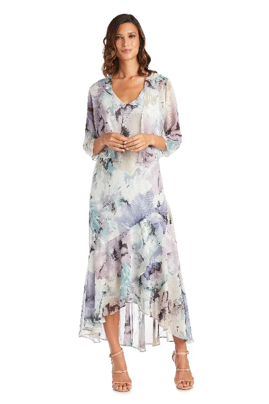 Weekend Offers Galore R&M Richards 7763 High Low Printed Jacket Dress
