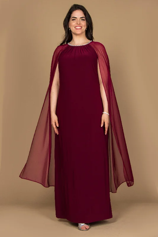 Shop & Save Instantly R&M Richards 2487W Plus Size Maternity Long Formal Cape Gown