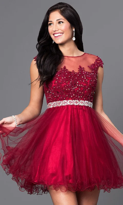 Best Offers Embroidered Short Babydoll Formal Homecoming Dress