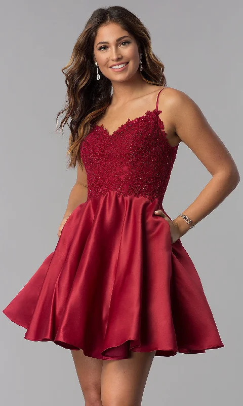 Final Clearance Short Lace-Applique-Bodice A-Line Homecoming Dress