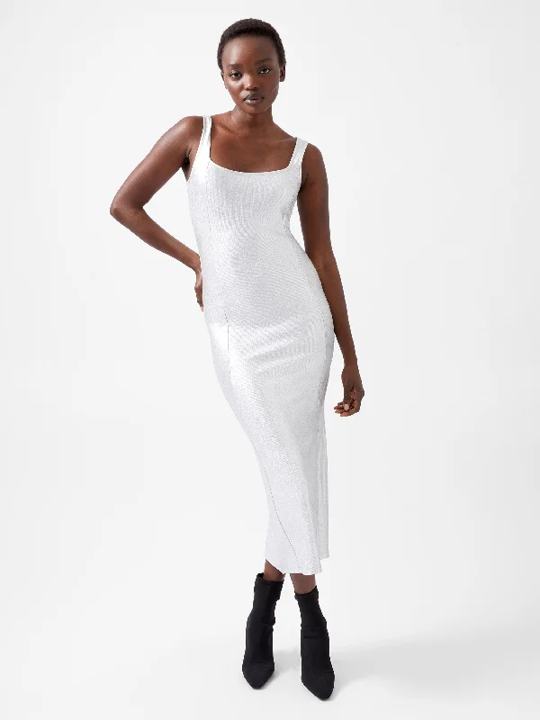 Super Savings Vista Ribbed Foil Coated Midi Dress